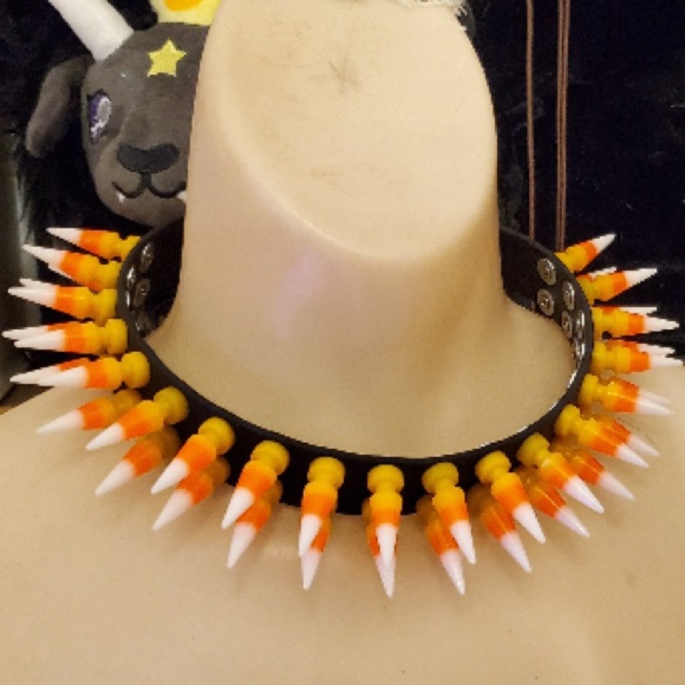 Custom candy corn spiked choker